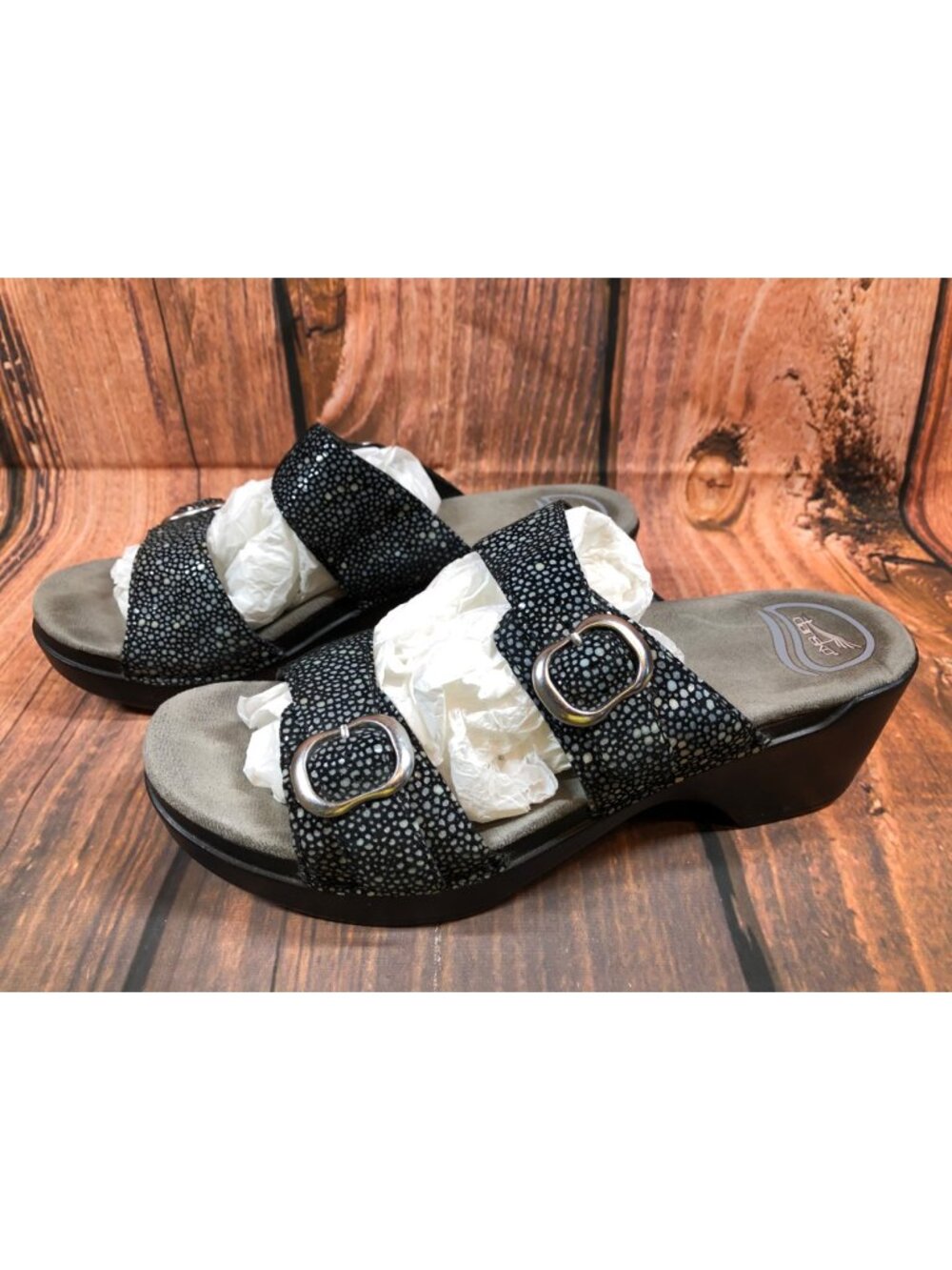 Dansko SOPHIE Womens 40 / 9.5-10 Black Dots Slide Sandals 9841180200 (42a5)